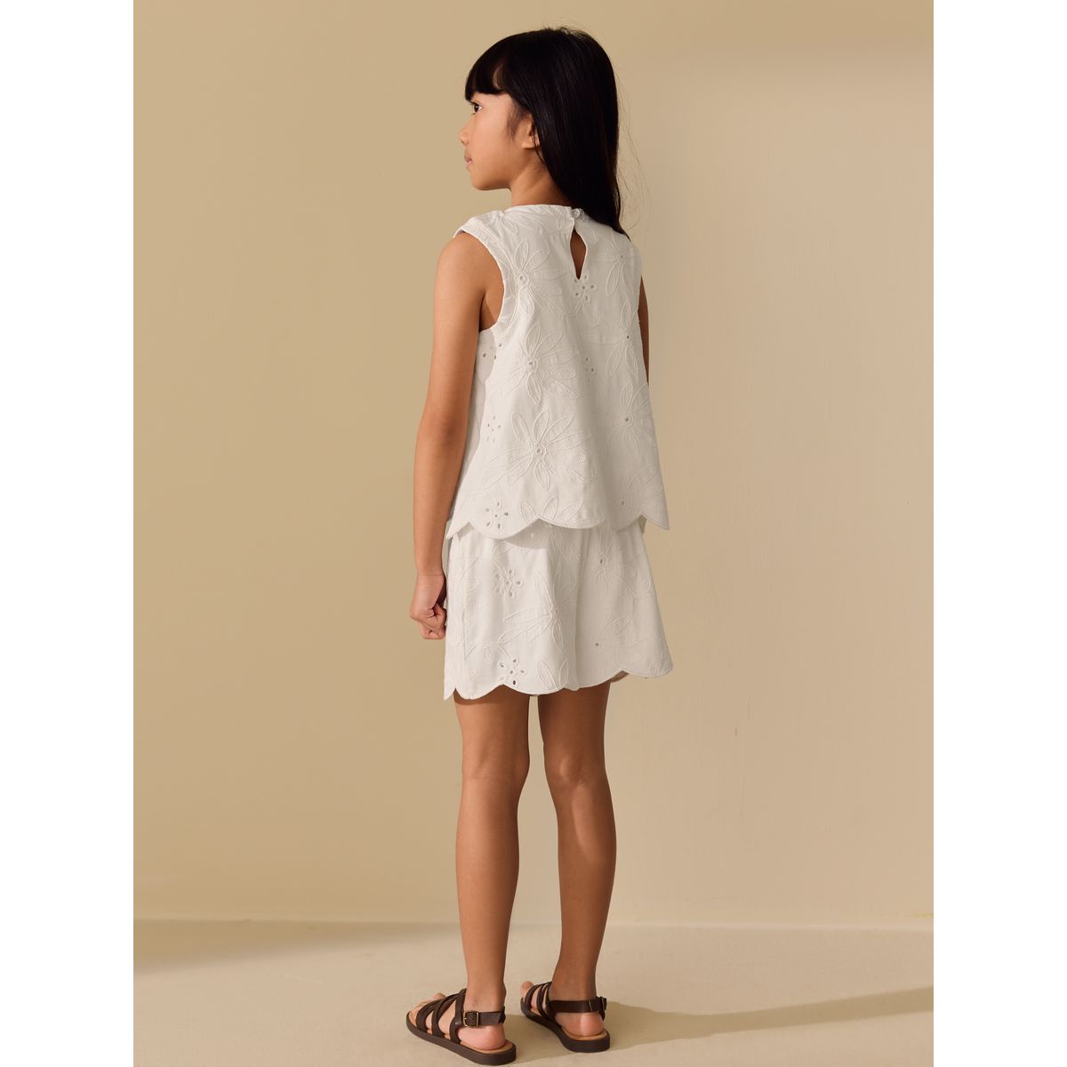 Ensemble short et débardeur brodé écru, NEXT