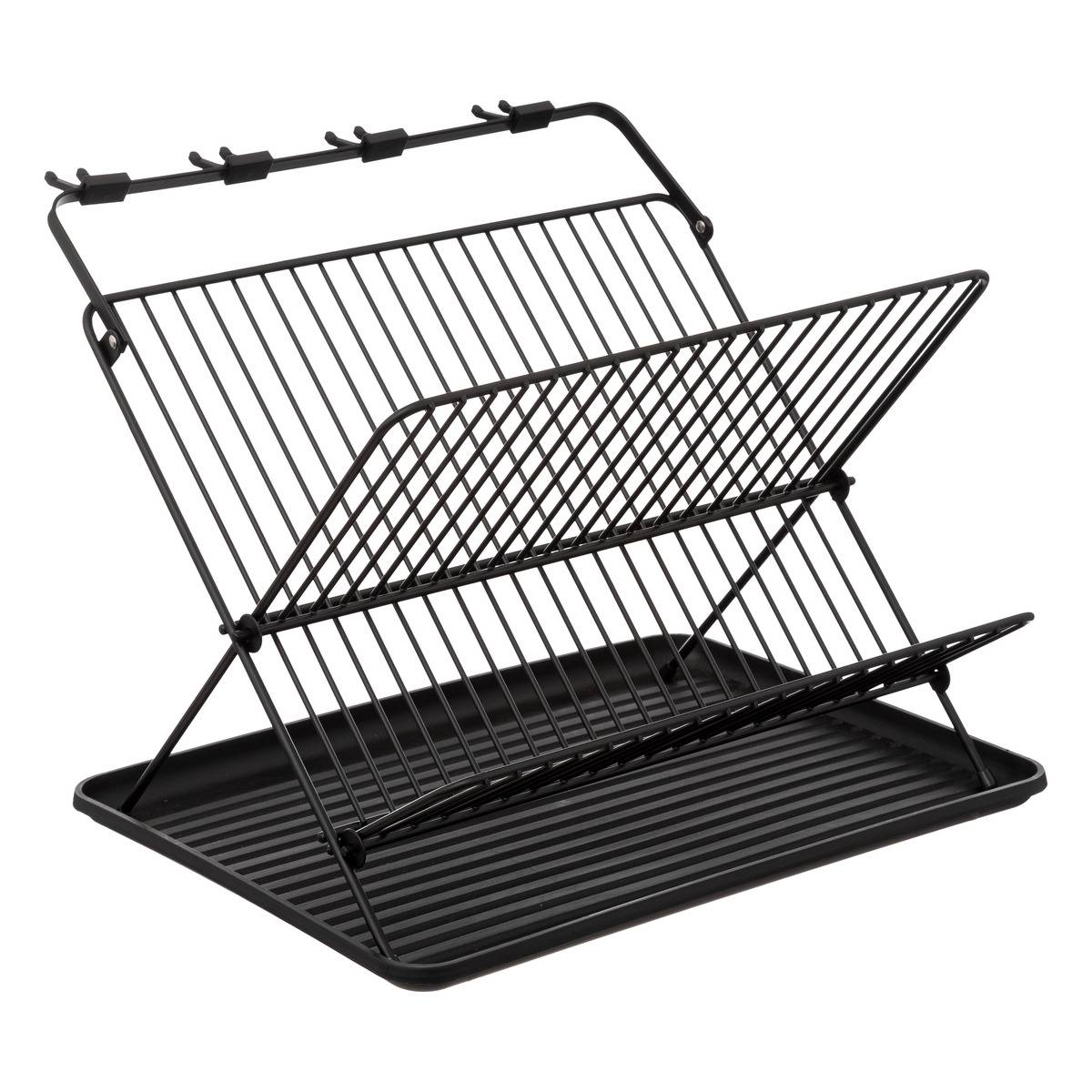 Égouttoir pliant 2 niveaux avec plateau BLACK EDITION noir, 5FIVE SIMPLY SMART