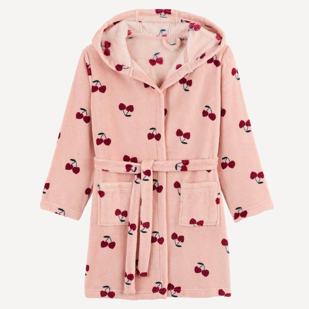 Robe de chambre à capuche, en polaire, imprimé cerises rose, LA REDOUTE COLLECTIONS