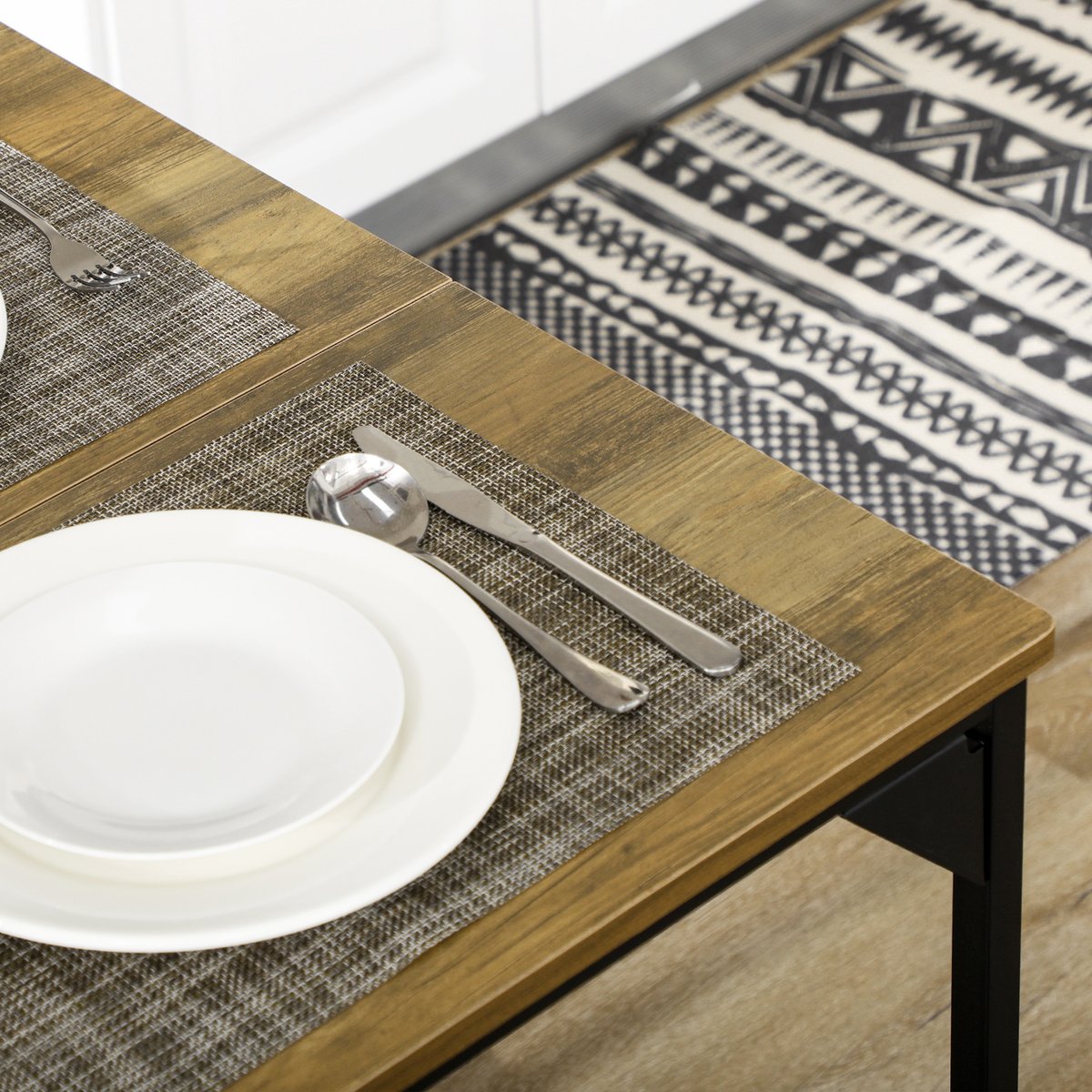 Ensemble de table à manger Acier Bois naturel naturel et noir, HOMCOM
