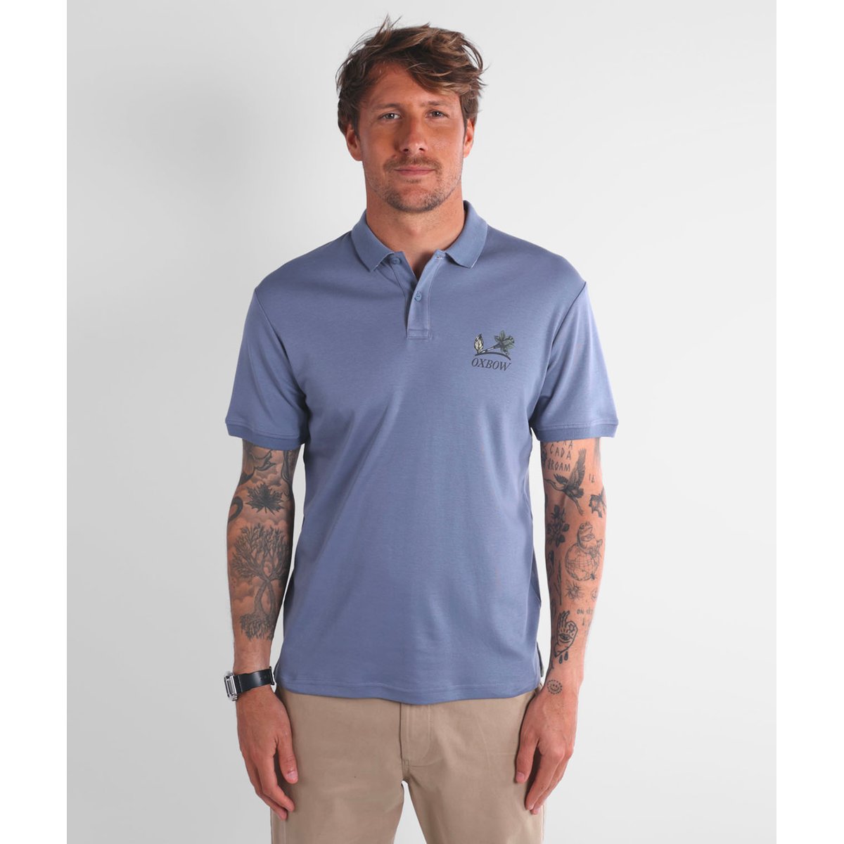 Polo graphique manches courtes BLOOM faded blue, OXBOW