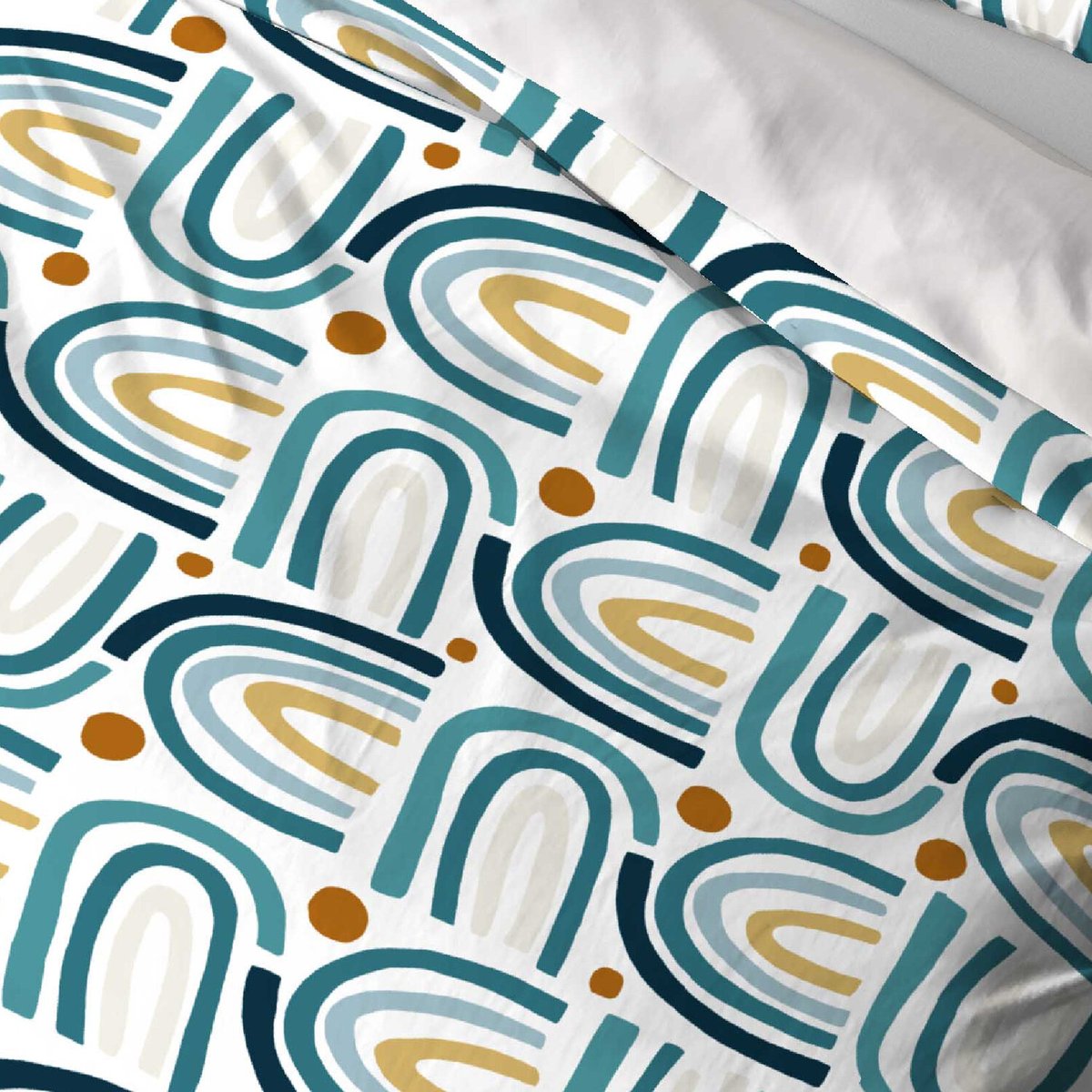 Parure housse de couette en microfibre imprimée, Arc en Ciel bleu, C DESIGN HOME TEXTILE