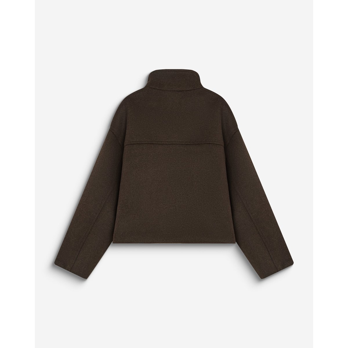 Manteau court col cheminée en laine mélangée chocolat Blanca chocolat, GRACE & MILA