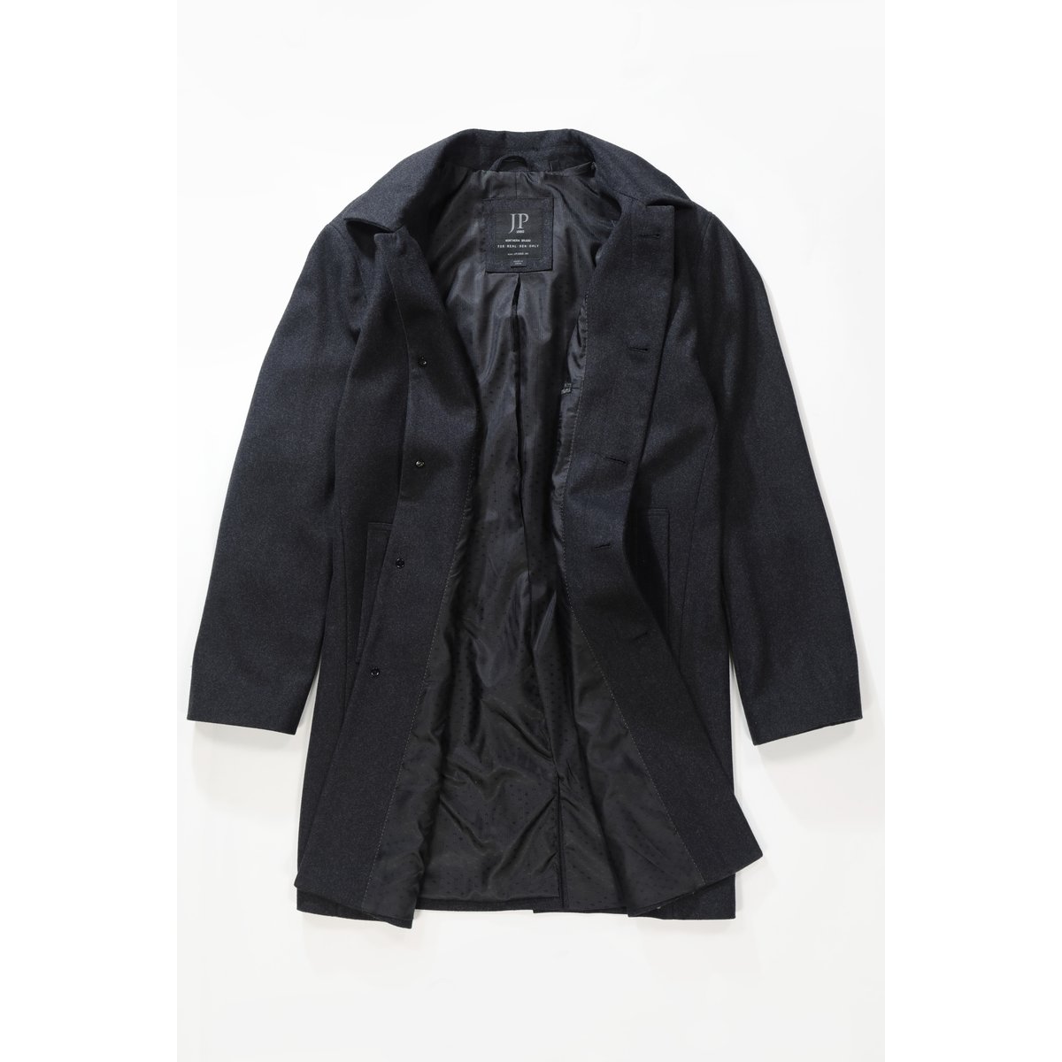 Manteau en laine mélangée déperlante anthracite, JP1880