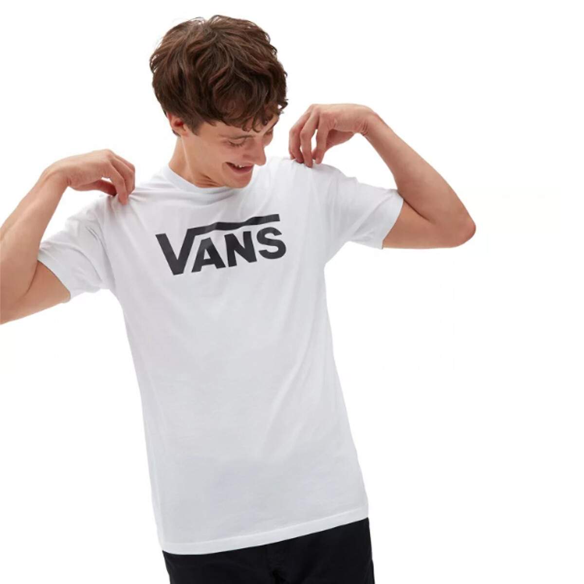 T-shirt col rond manches courtes imprimé devant blanc, VANS