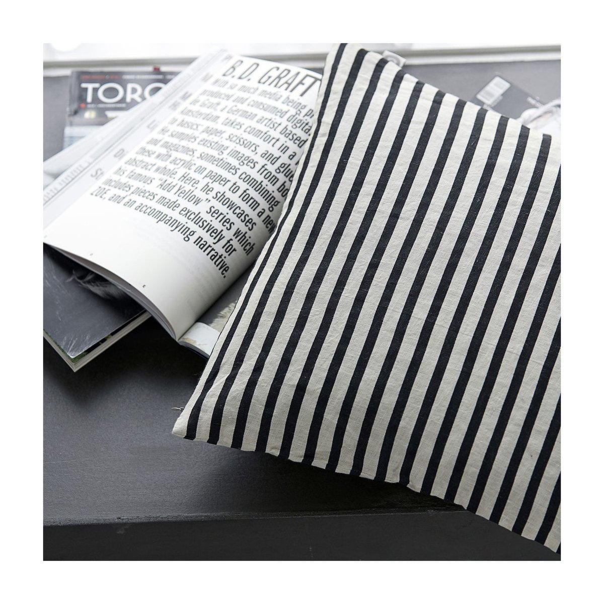 Housse de Coussin Stripe gris, noir, HOUSE DOCTOR