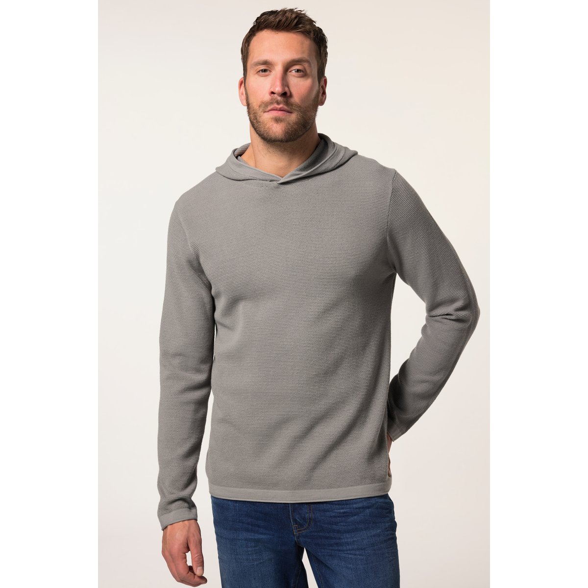 Sweat à capuche en maille gris cendré, JP1880