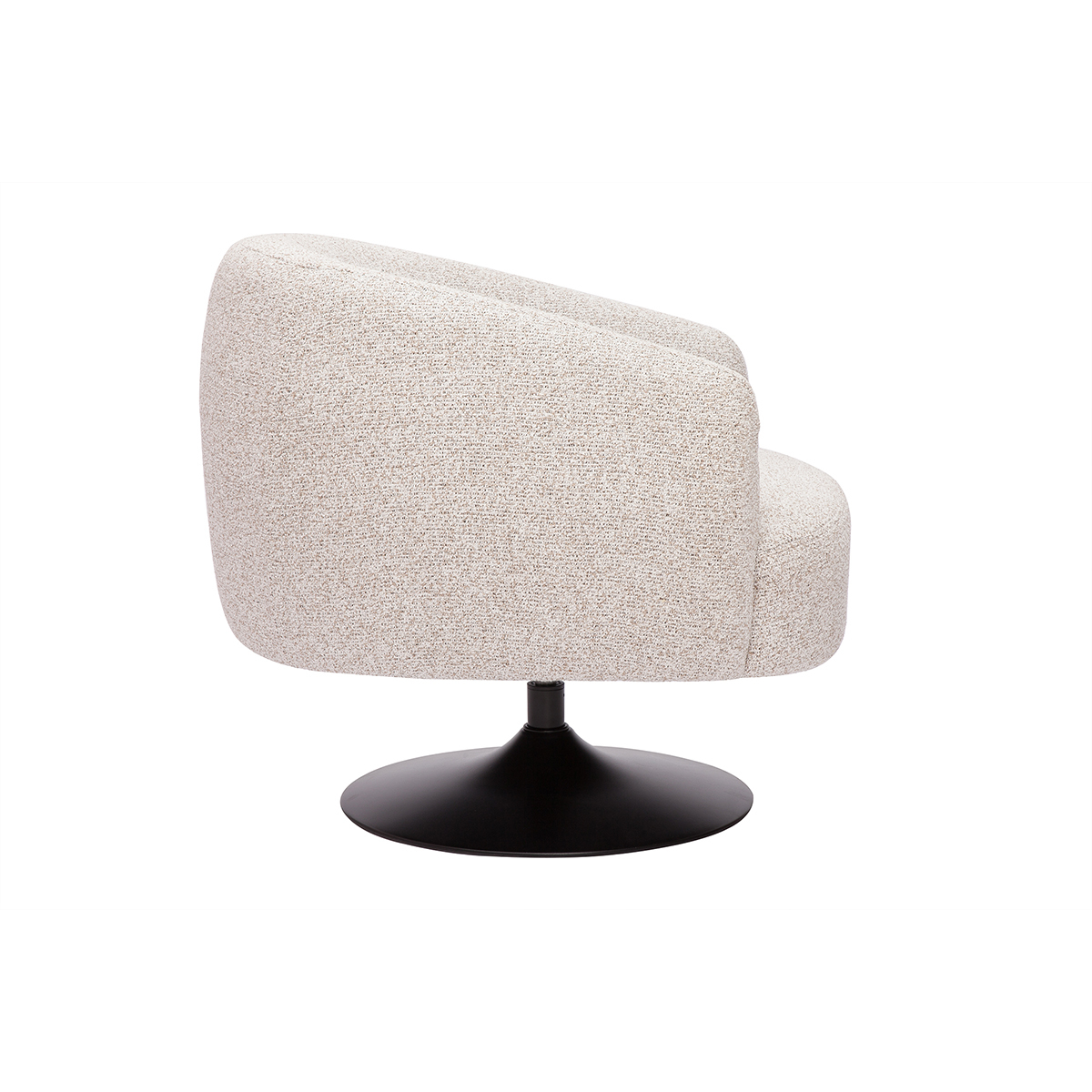 Fauteuil pivotant en tissu effet chenille brossé terre brûlée et métal noir BOWIE beige, MILIBOO