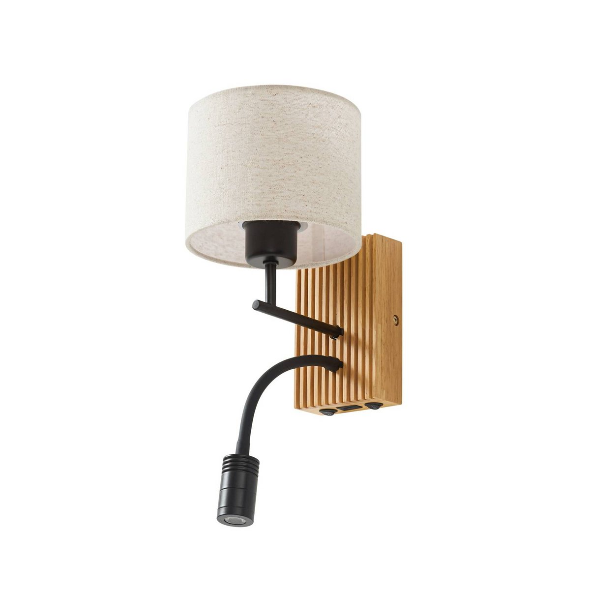 Applique en textile moderne, Lieske beige, noir, bois clair, LUCANDE