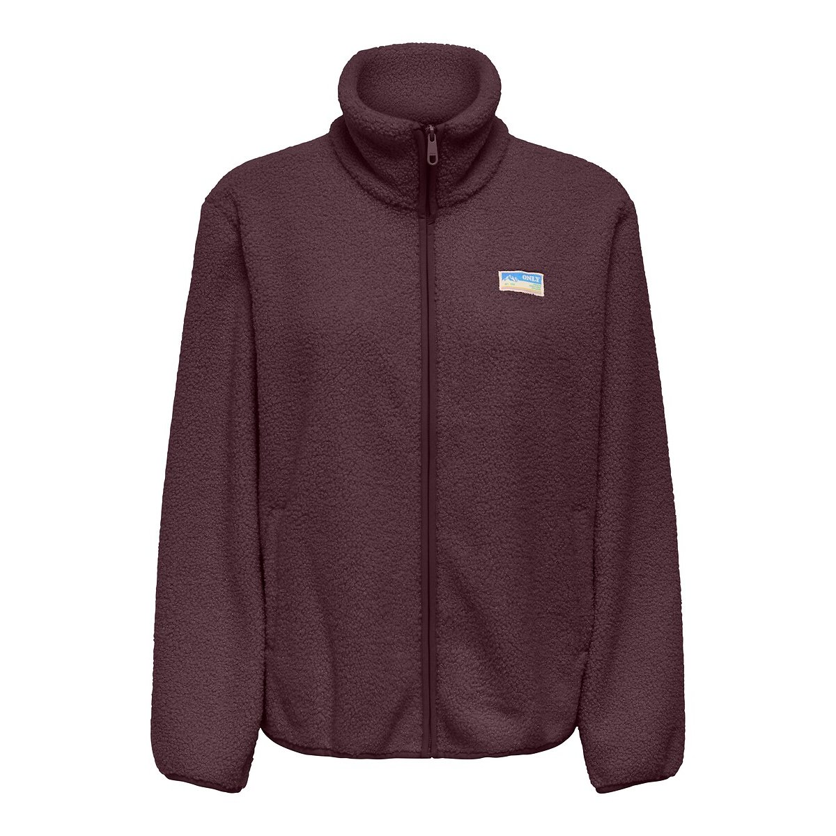 Sweat zippé en sherpa bordeaux, ONLY
