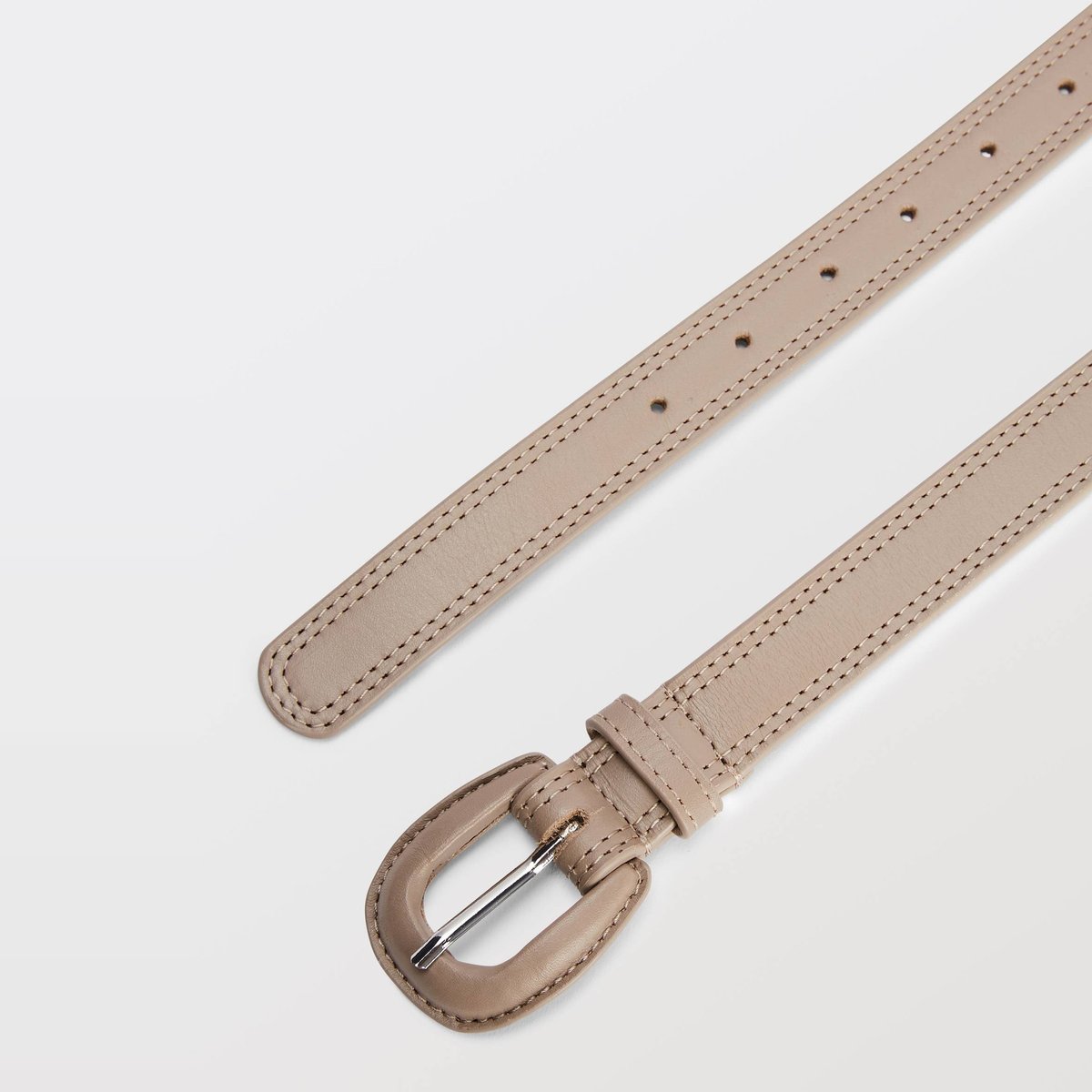 Ceinture 2,5cm en cuir avec boucle recouverte mocha, MONOPRIX