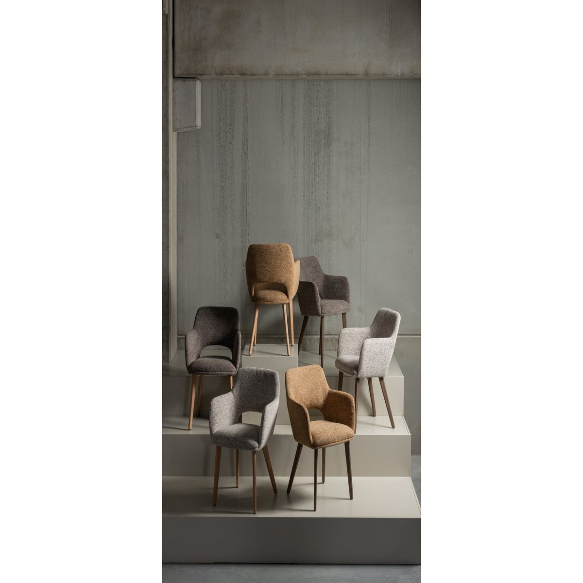 Lot de 2 chaises de table en polyester MURAT marron taupe, WOOOD