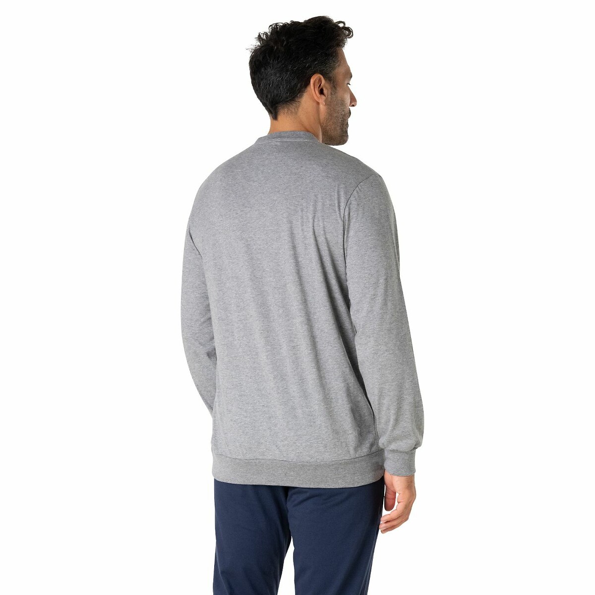 Cotton Jogger-Style Pyjamas grey marl/navy, EMINENCE
