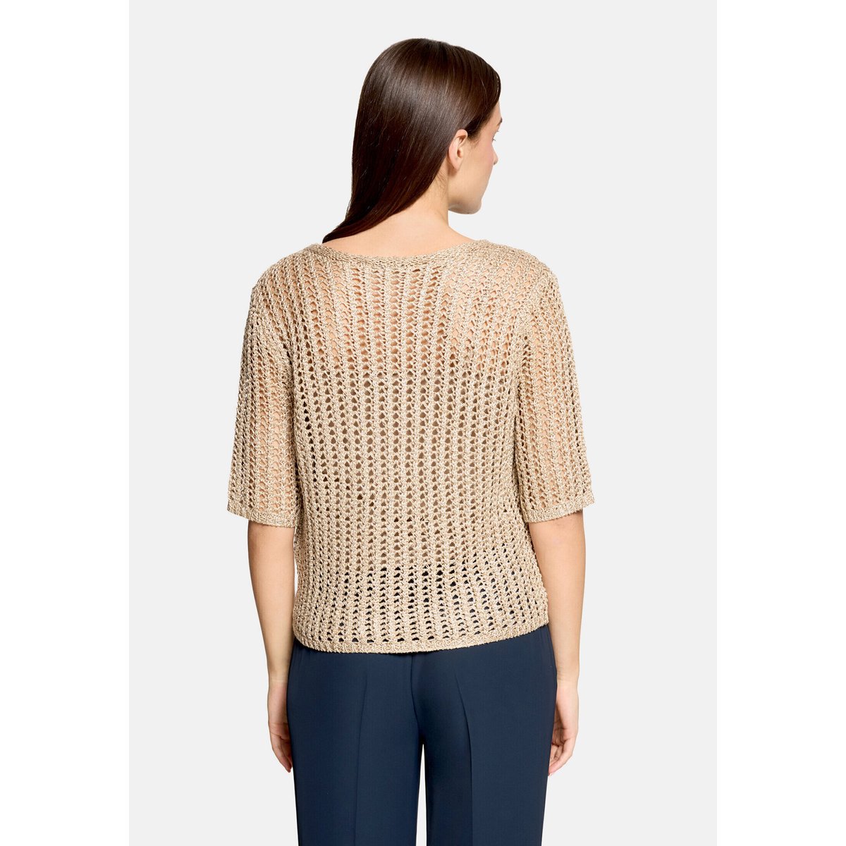 Pull-over en maille à motif ajouré beige, BETTY BARCLAY