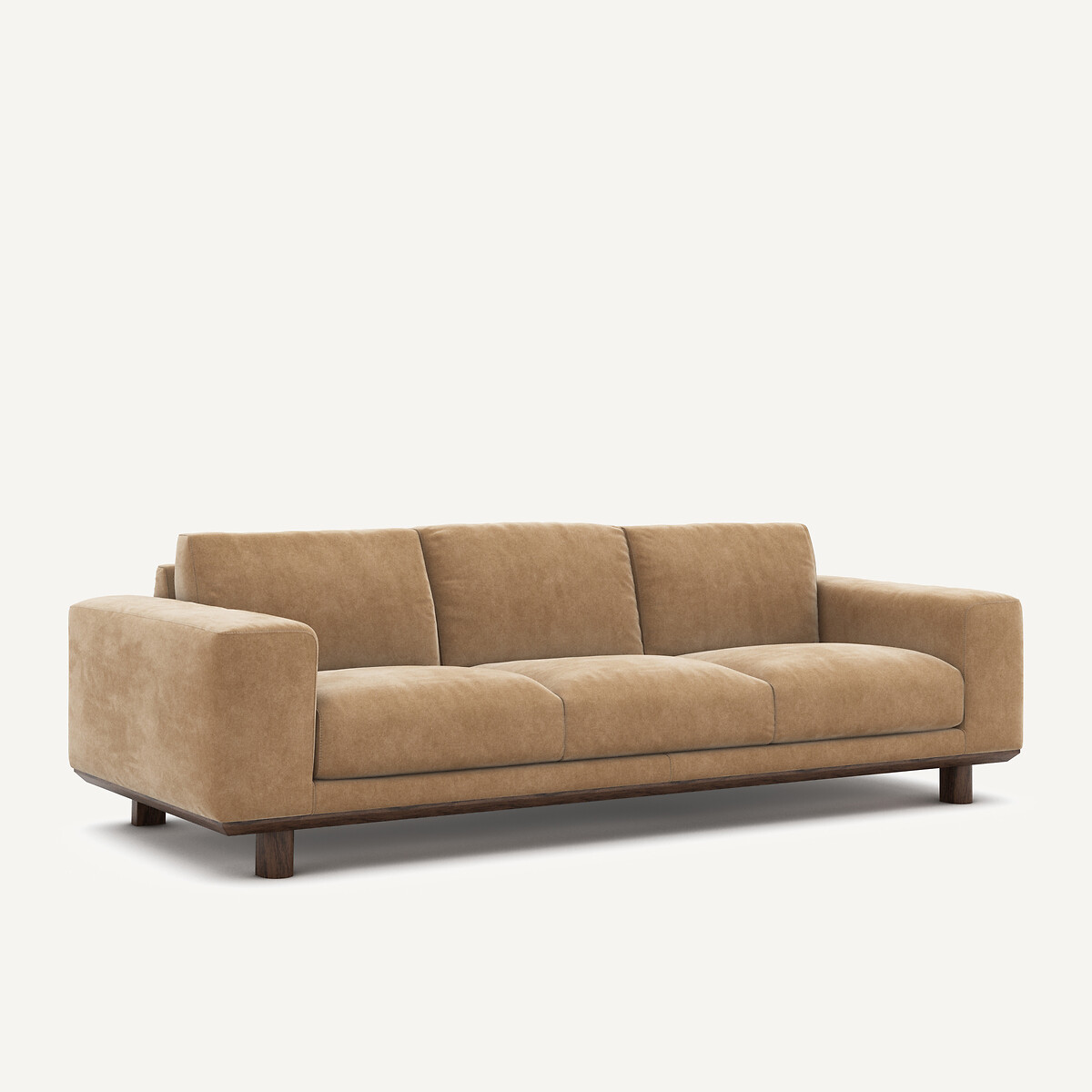 Canapé en velours stonewashed, CEREA ficelle, AM.PM