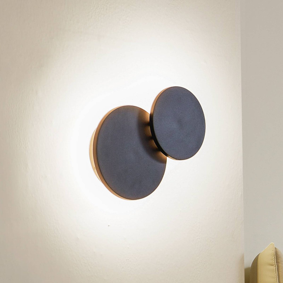 Applique en métal moderneLED, Elrik noir, LUCANDE