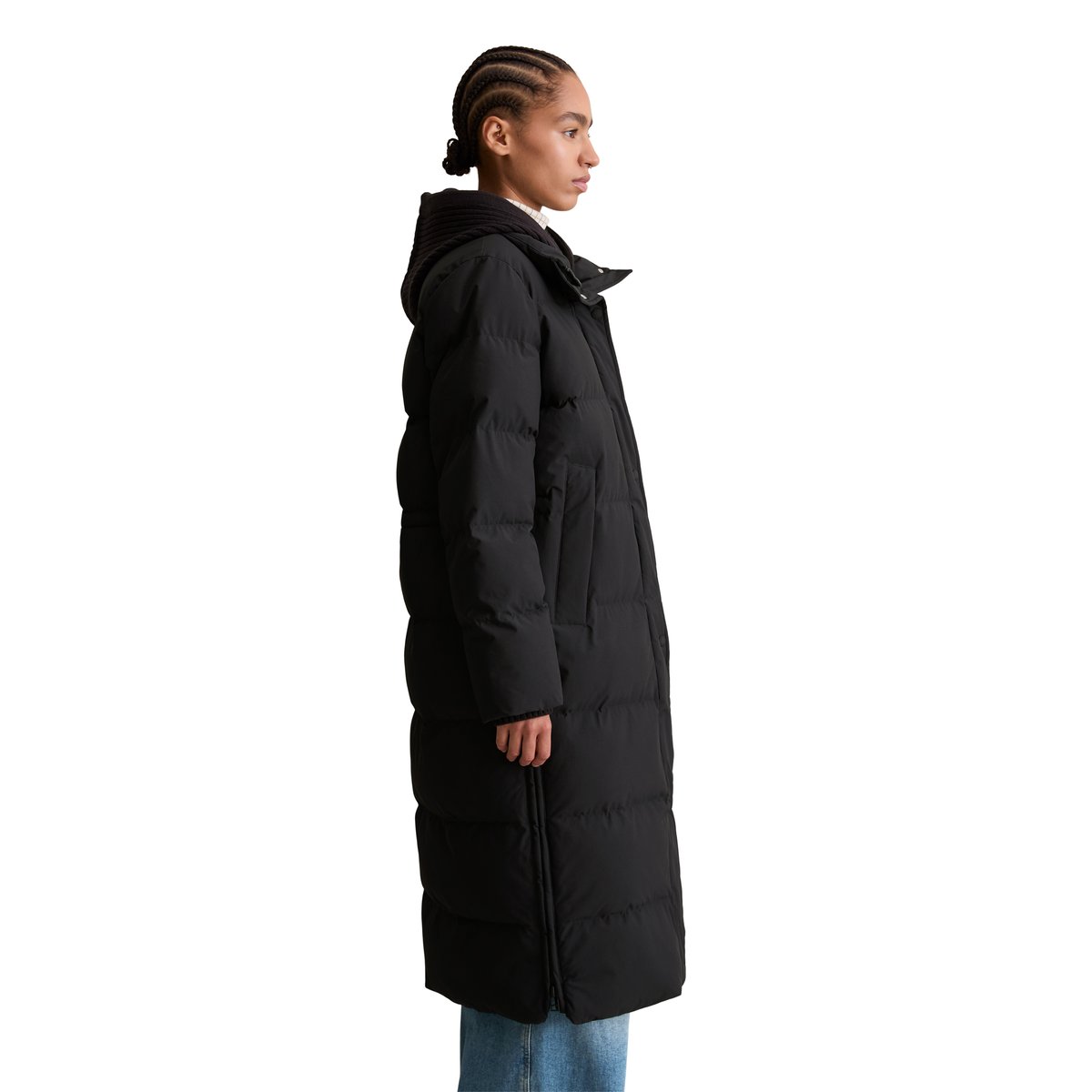 Manteau bouffant regular avec capuche tricotée amovible noir, MARC O’POLO DENIM
