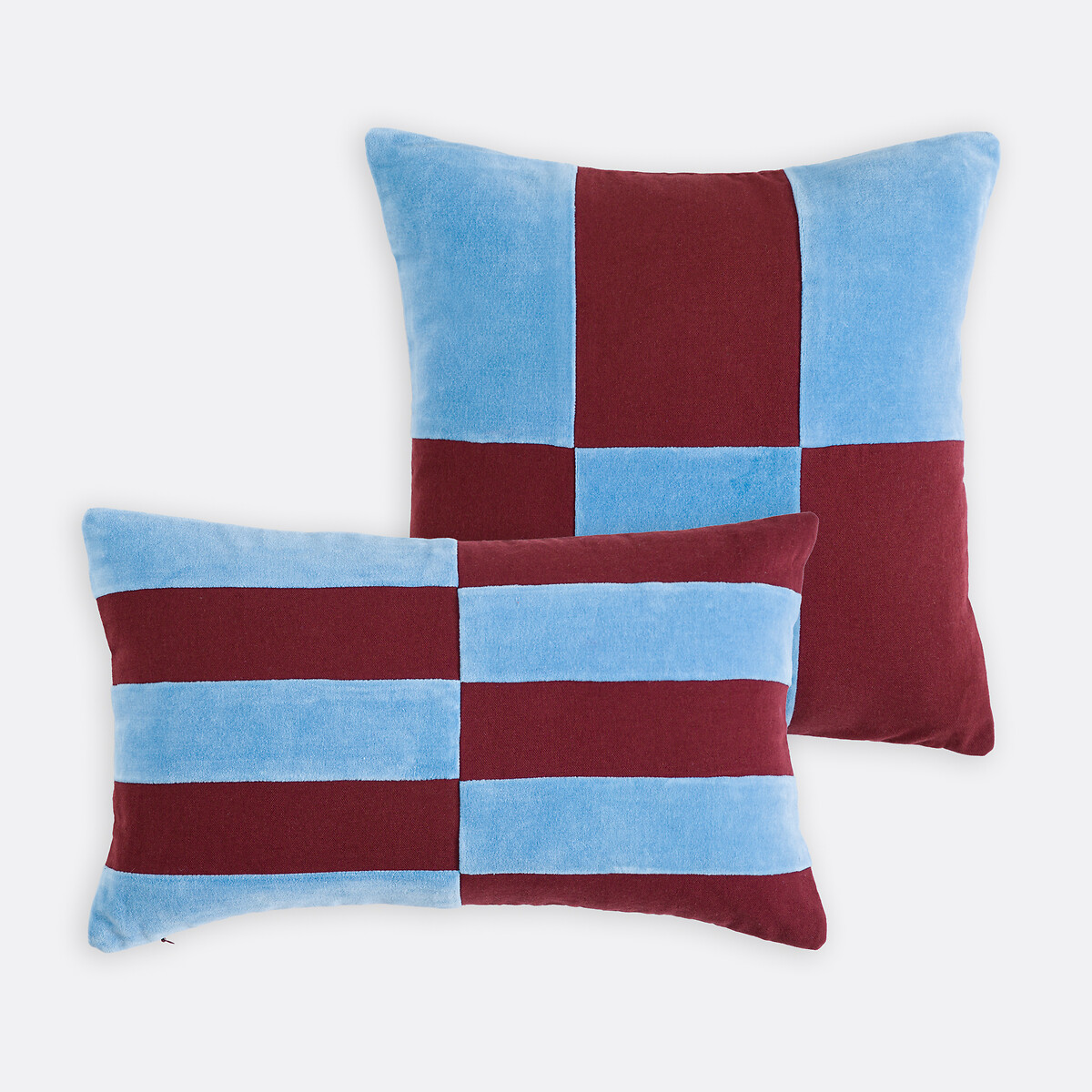 Housse de coussin en velours, TABAKA bleu/bordeaux, LA REDOUTE INTERIEURS