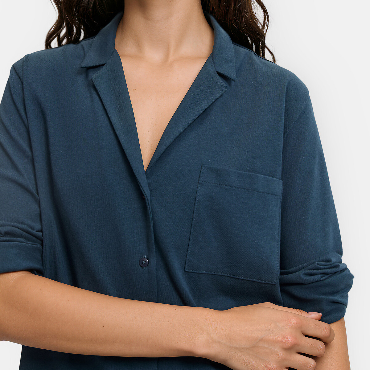 Pyjama manches longues en jersey de coton bleu encre, LA REDOUTE COLLECTIONS