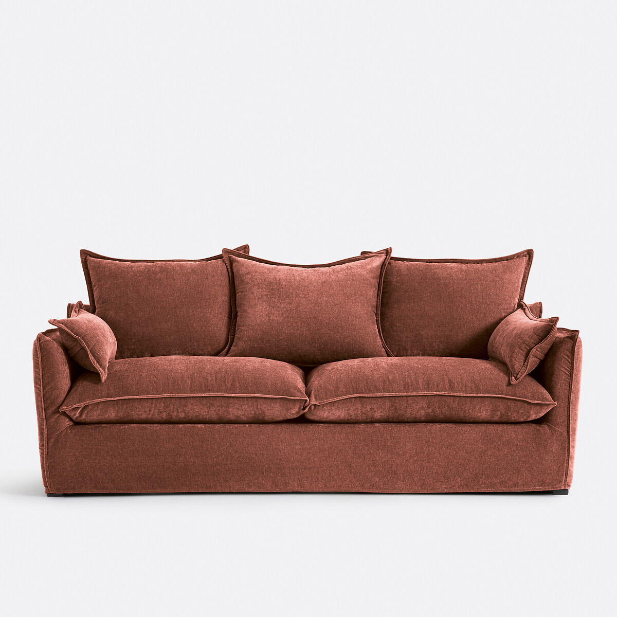 Bankhoes van gemêleerd polyester, Odna roze steenrood, LA REDOUTE INTERIEURS