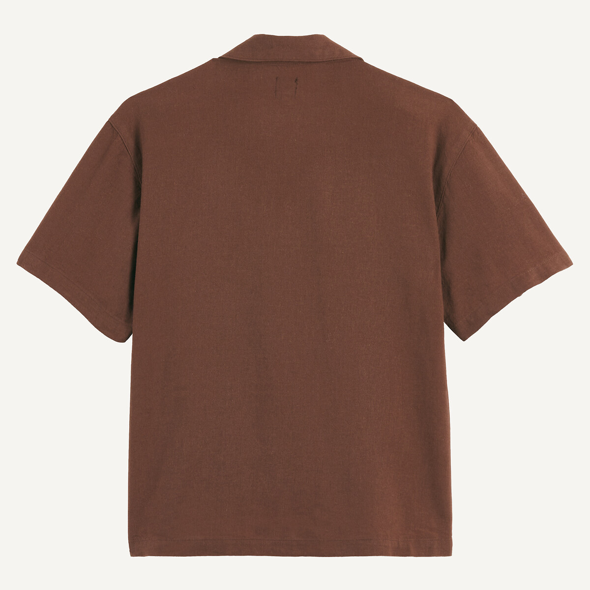 Camisa de manga corta de algodón/lino marrón, LA REDOUTE COLLECTIONS