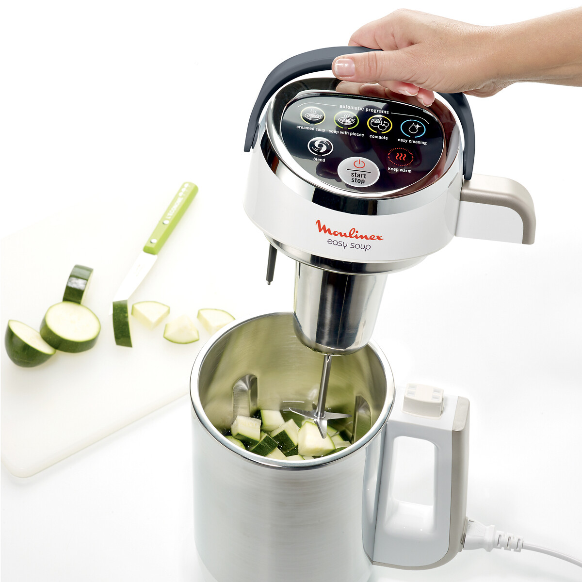 Blender chauffant Easy Soup LM841B10 inox/blanc, MOULINEX