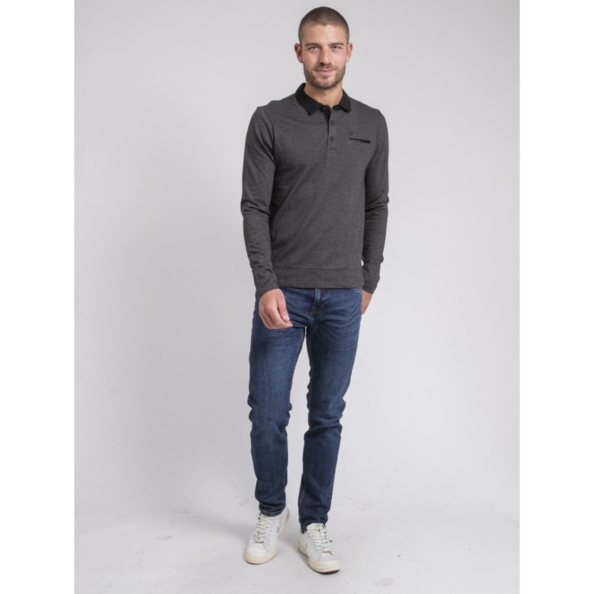 Polo Manches Longues Pur Coton Pagny noir, RITCHIE