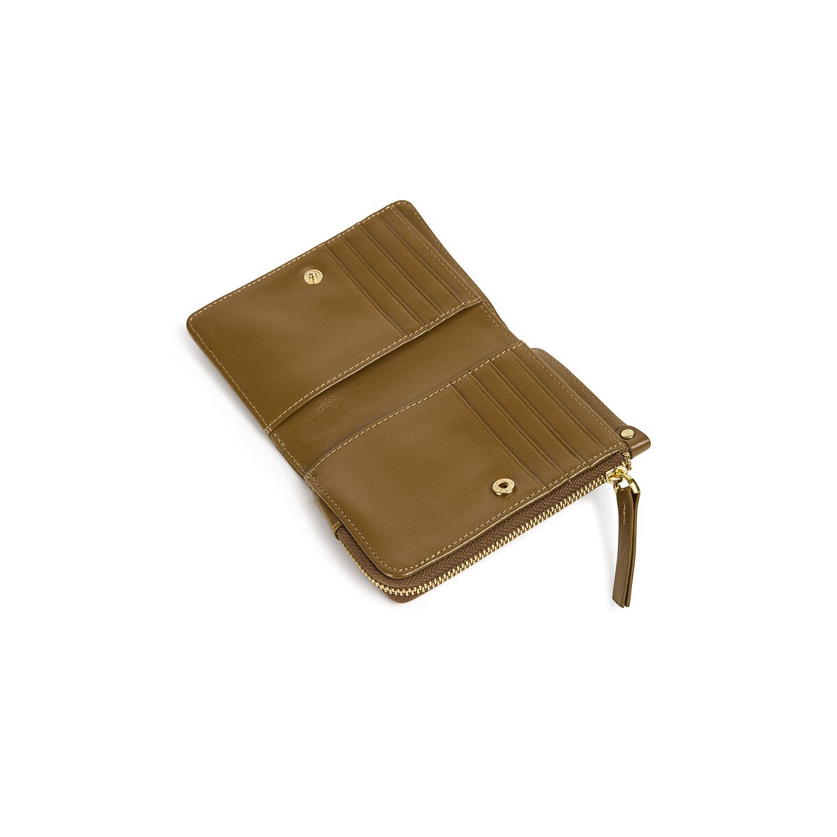 Portefeuille zippé en cuir ROZA tabac, NAT & NIN