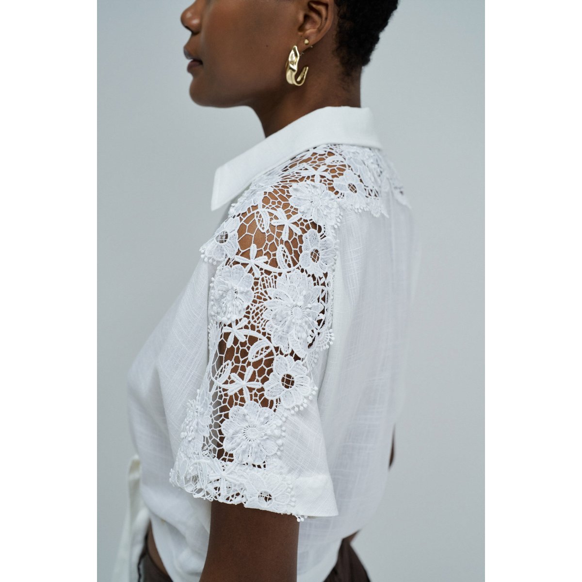 CHEMISE AVEC DENTELLE ET LIN blanc, SALSA JEANS