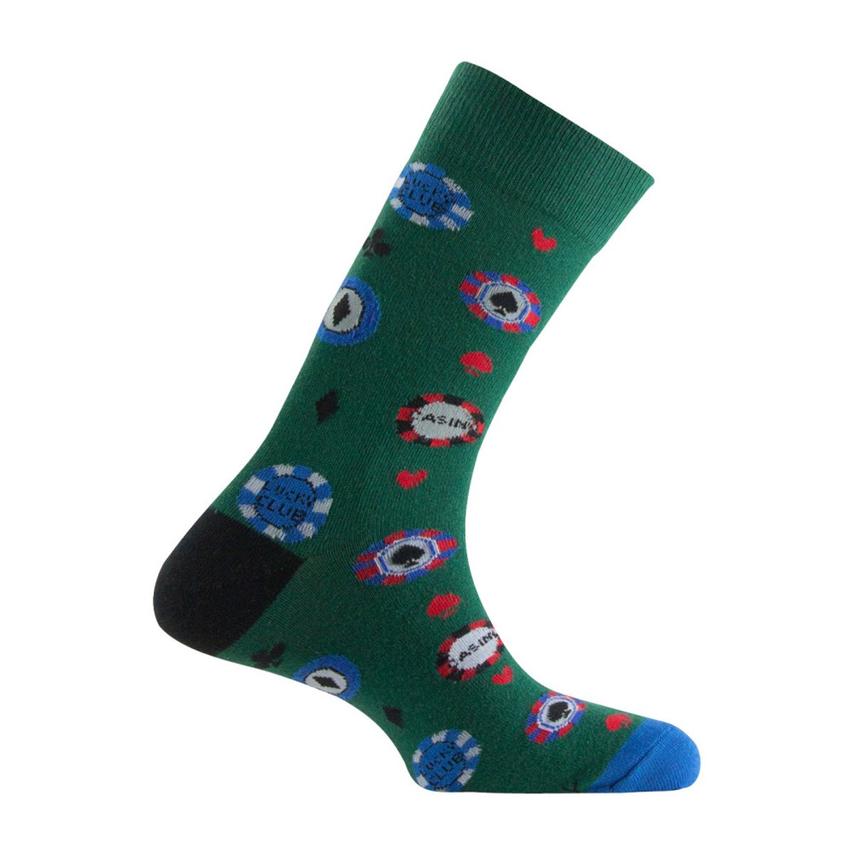 Mi-chaussettes Homme fantaisie Jetons de casino Coton majoritaire vert marin, KINDY
