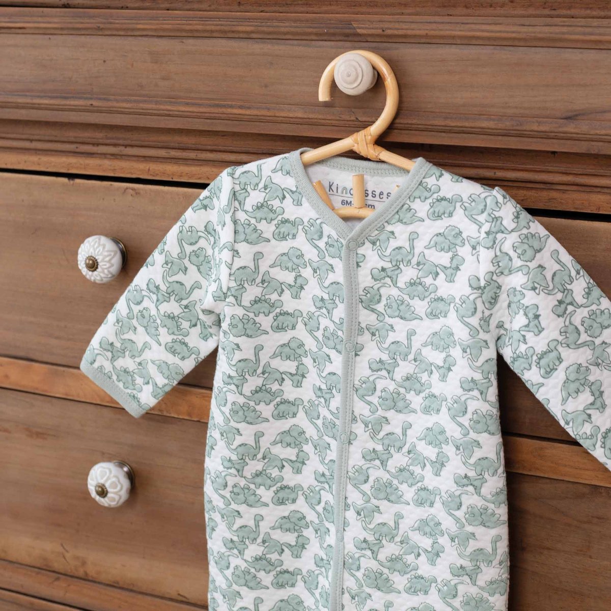 Pyjama bébé matelassé - Dinosaures blanco, TROIS KILOS SEPT
