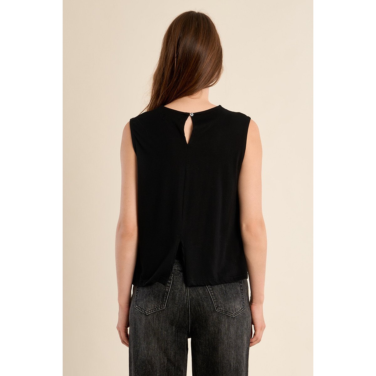 T-shirt ajouré "Liberté" noir, MOLLY BRACKEN
