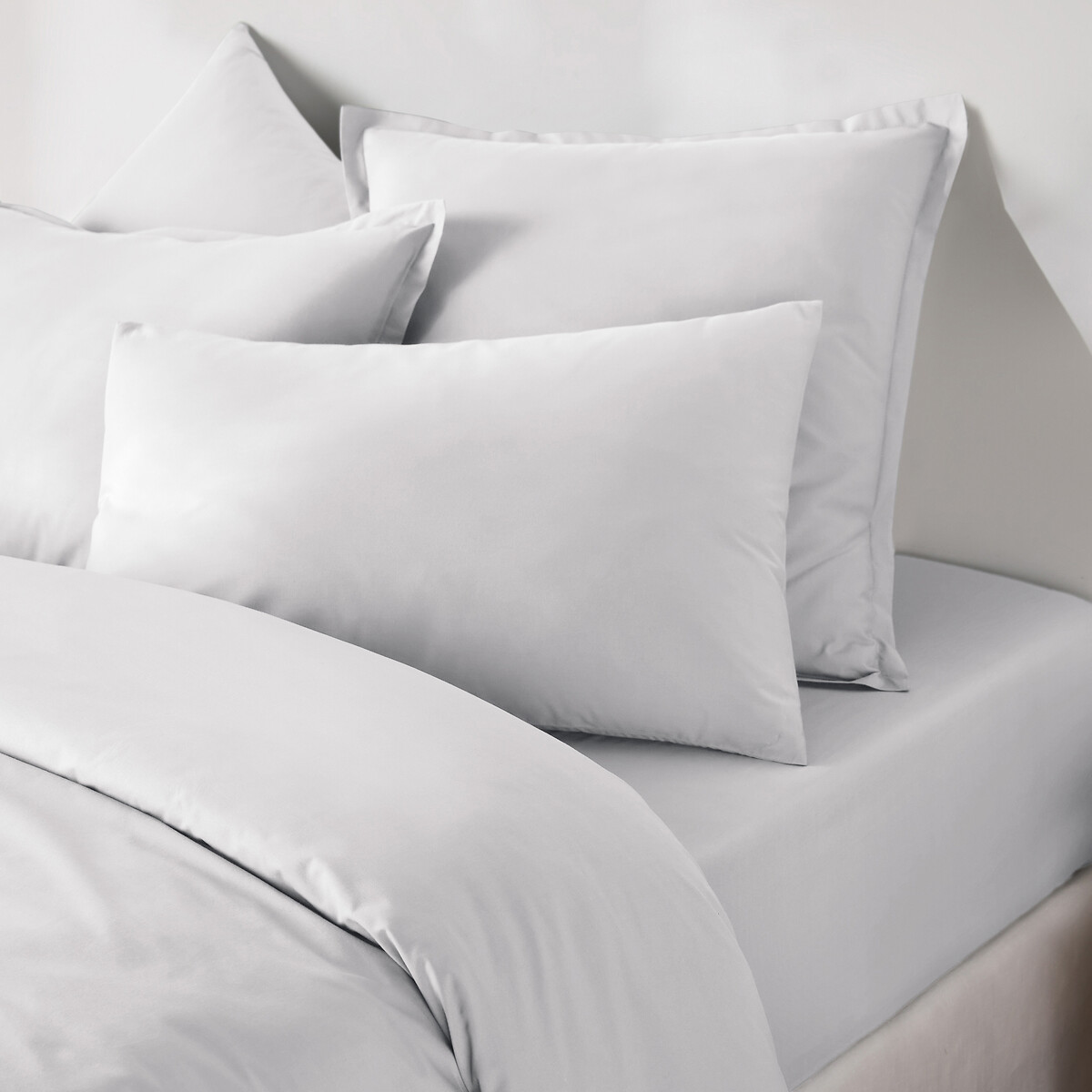 Drap-housse en percale de coton, 80 fils, bonnet 40 cm, Scenario gris perle, LA REDOUTE INTERIEURS