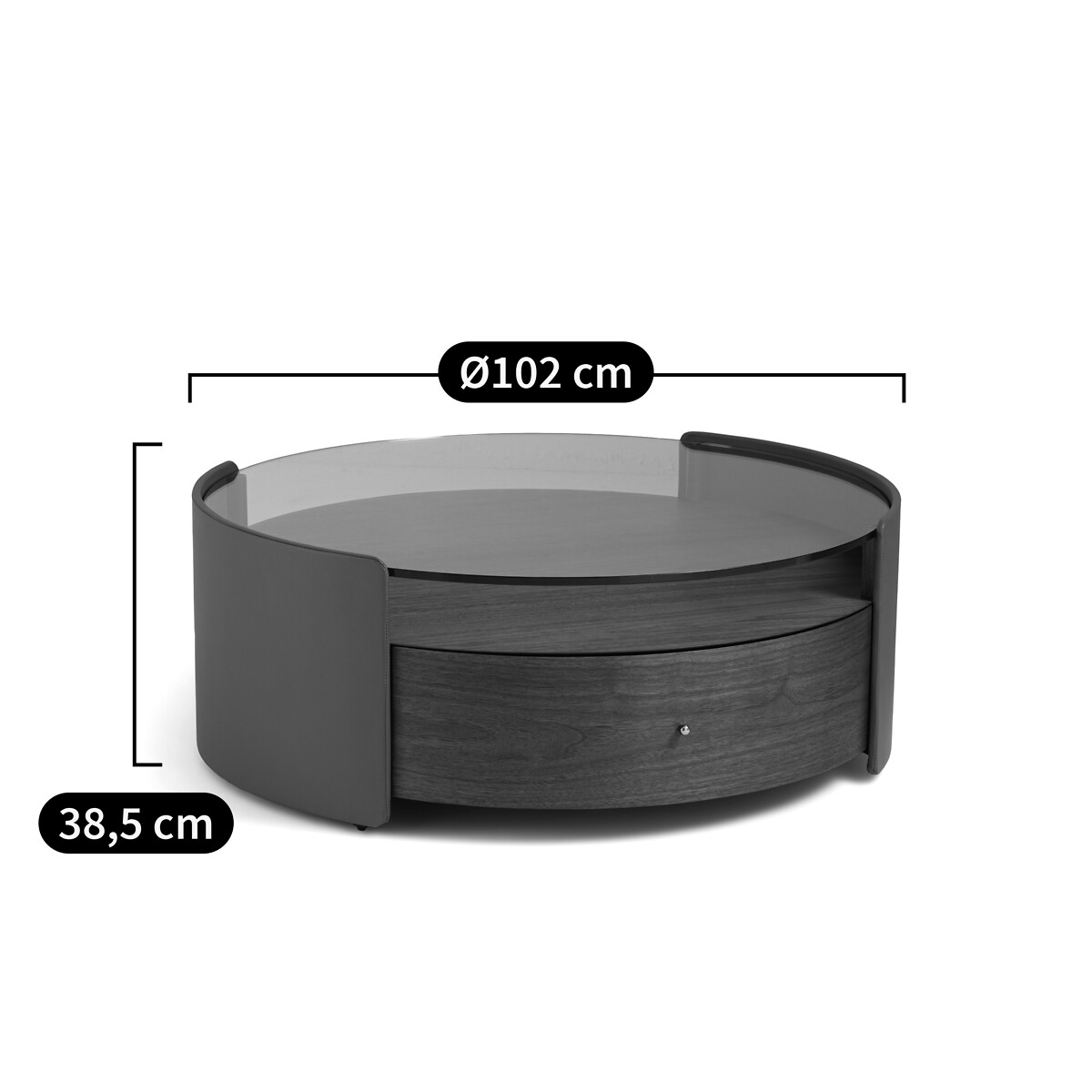 Mesa de centro folheada a pele e nogueira, Firmo nogueira, AM.PM