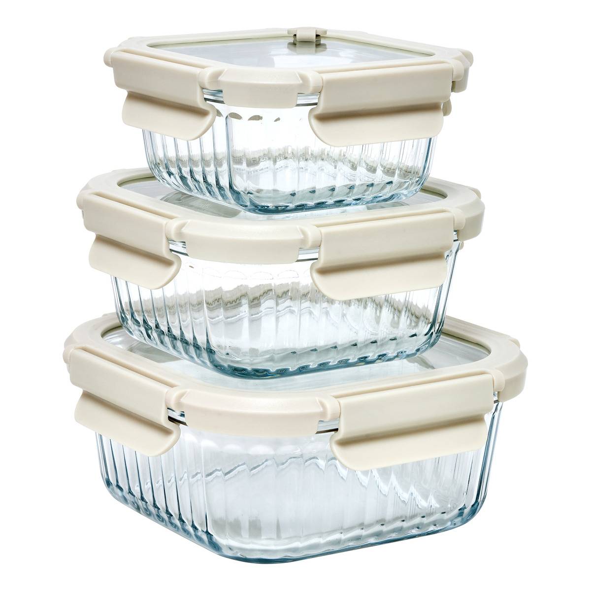 Lot de 3 boîtes de conservation carrées CLIPEAT+ transparent, 5FIVE SIMPLY SMART