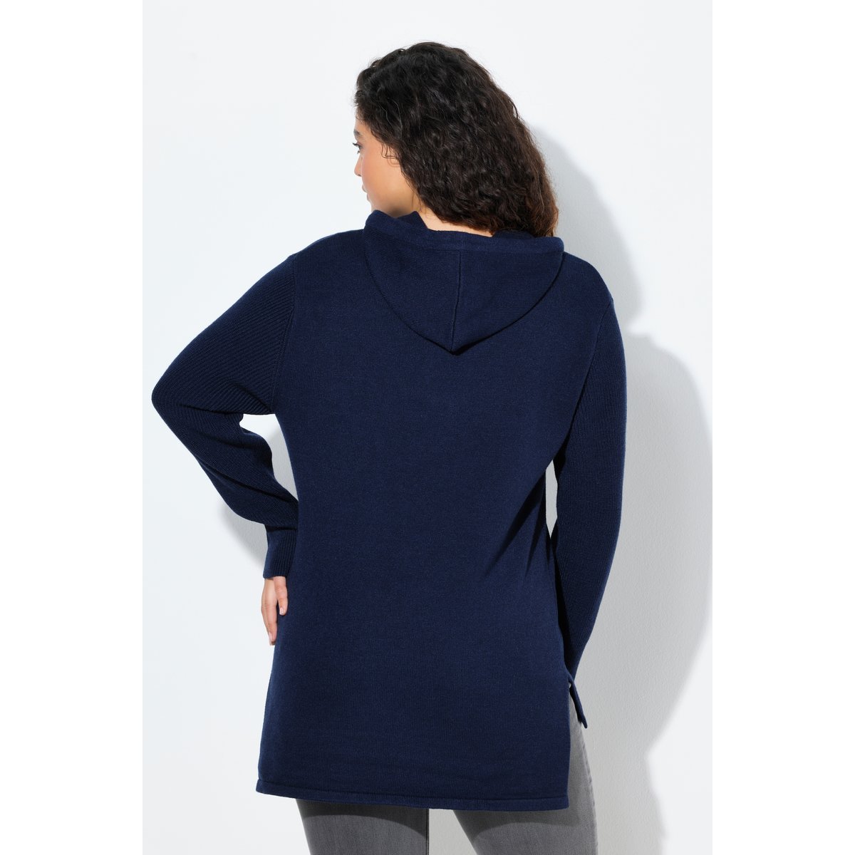 Sweat à capuche en tricot, manches longues bleu encre, ULLA POPKEN