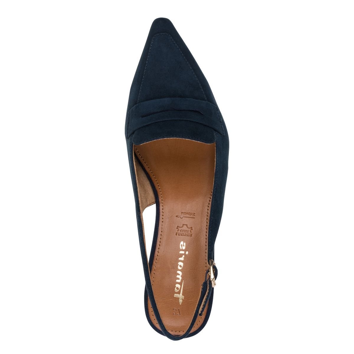 escarpin en cuir bleu marine, TAMARIS