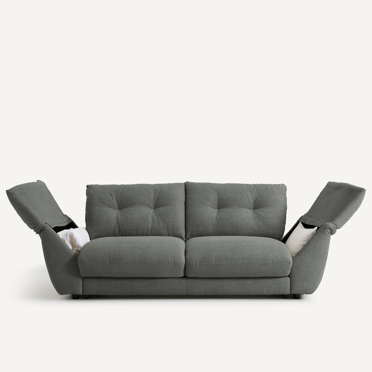 Sofá cama de 3P en algodón/lino, Edgar gris oscuro, AM.PM