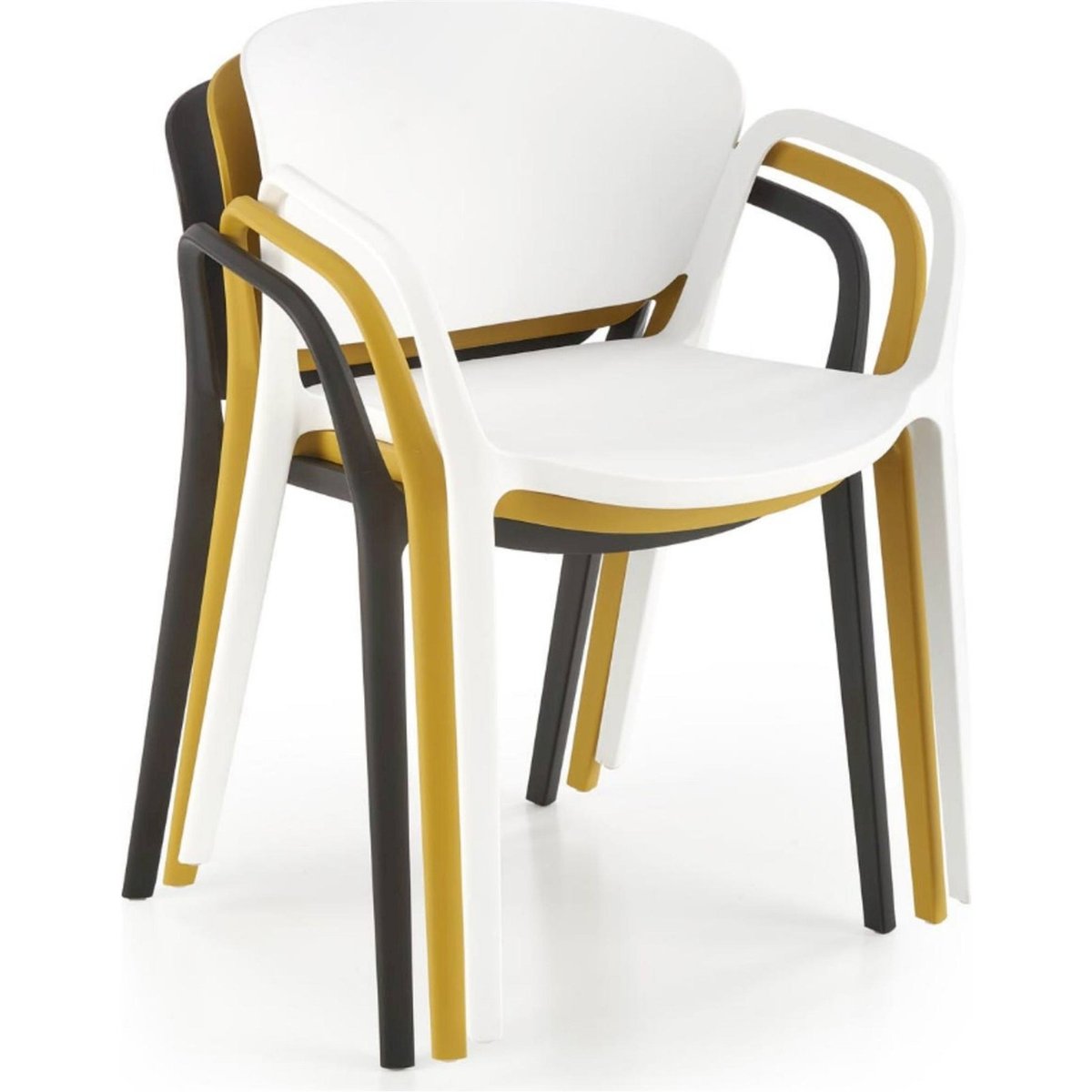 Chaise empilable avec accoudoirs NIONINE blanc, RECOLLECTION