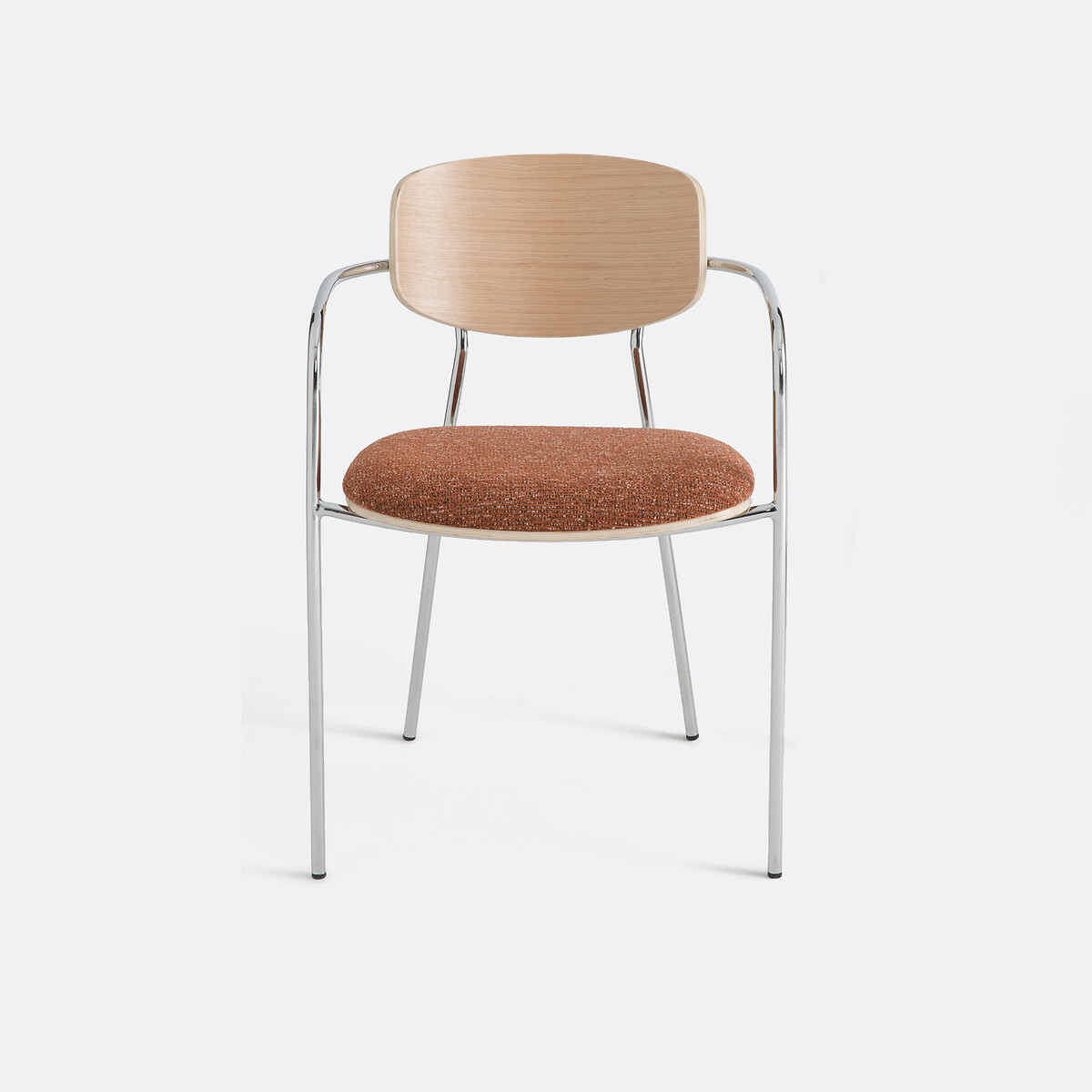 Fauteuil de table chrome et bois, AVINO rouge multicolore, LA REDOUTE INTERIEURS