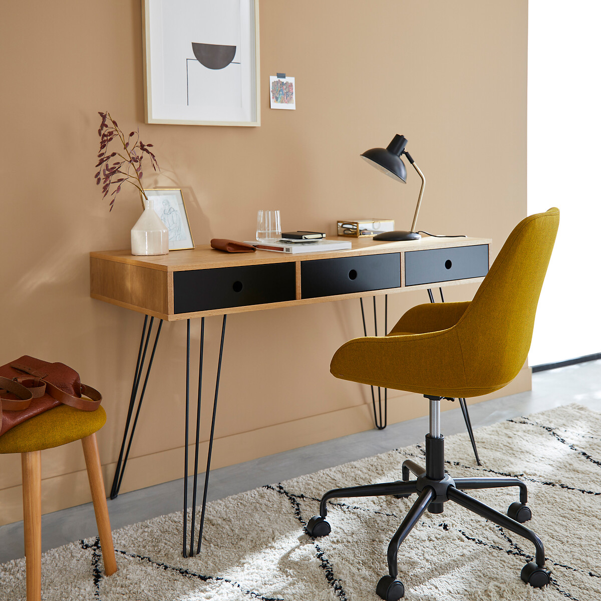 Schreibtisch mit 3 Schubladen Watford schwarz/holz, LA REDOUTE INTERIEURS