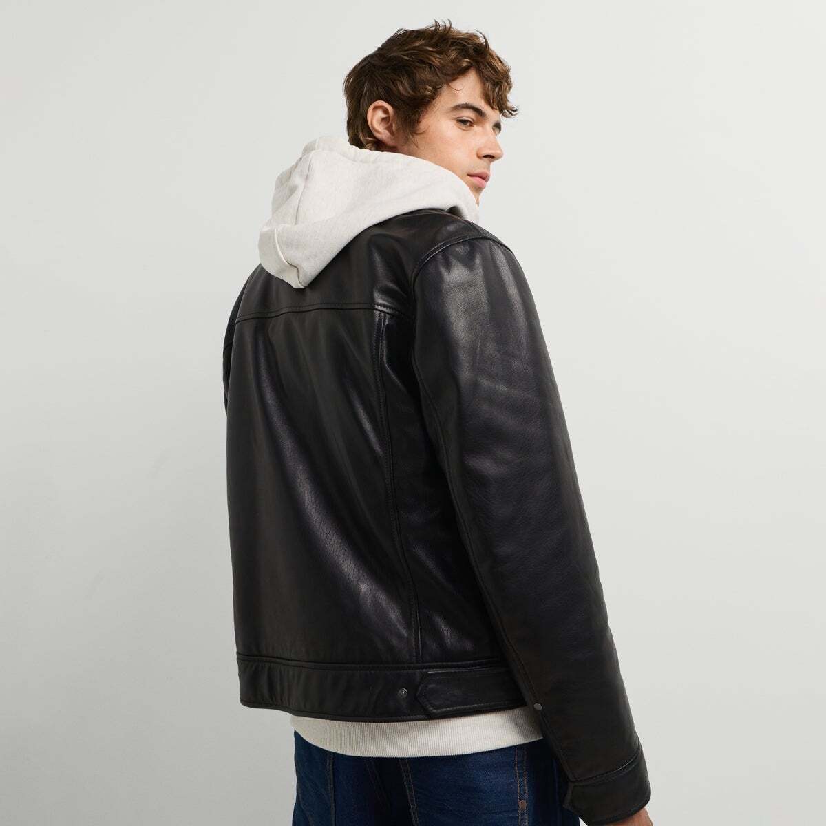 Veste En Cuir Coupe Regular noir, PEPE JEANS