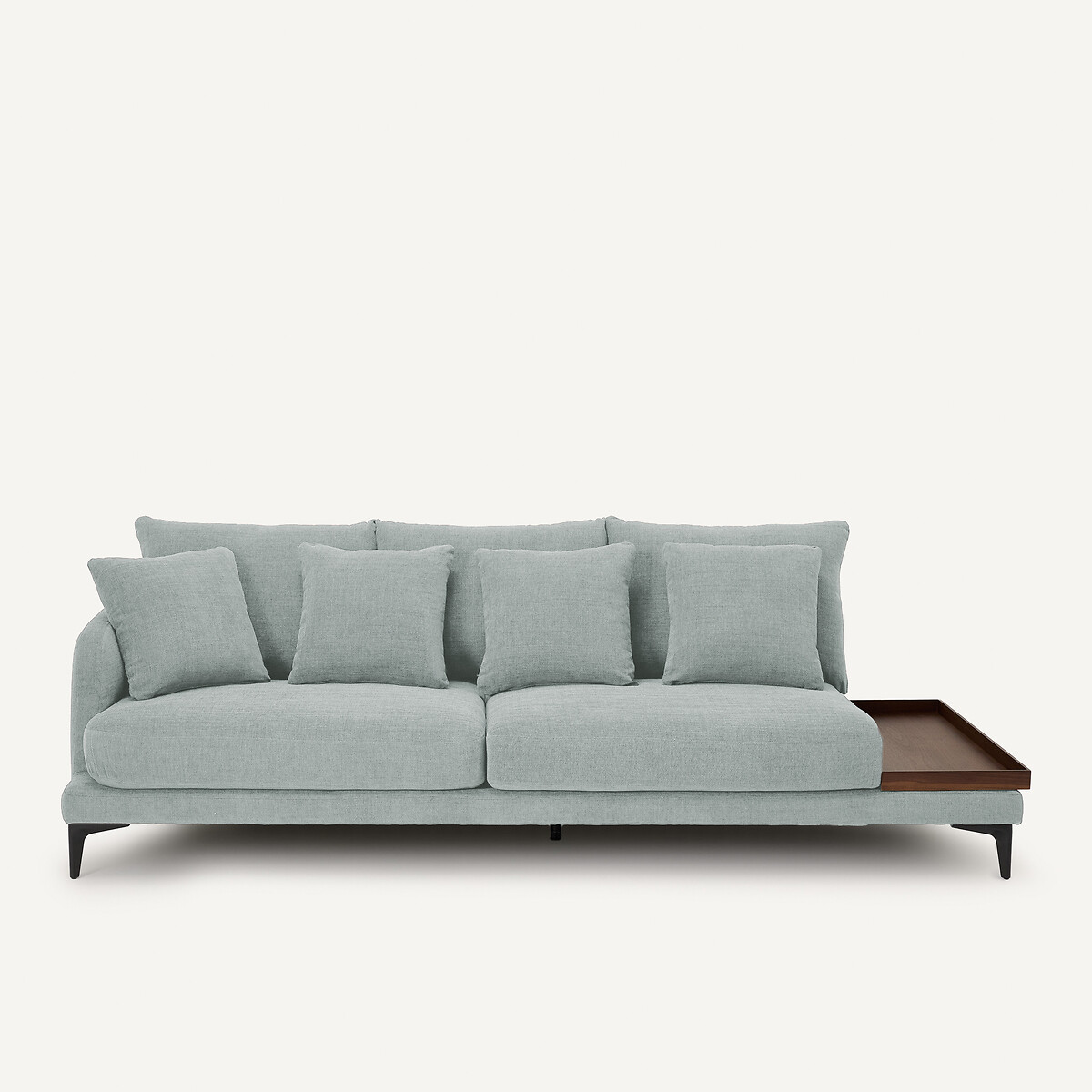 Demi-canapé avec plateau, en polyester natté, MODERNISTE aquamarine, EMMANUEL GALLINA X AM.PM