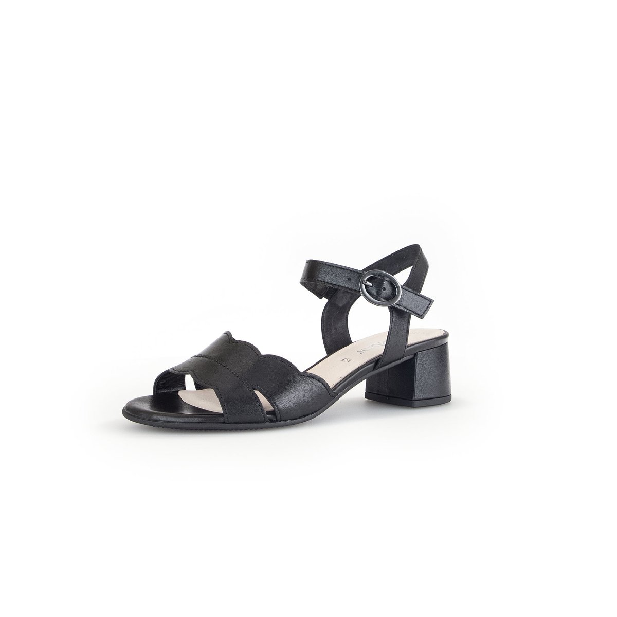 Sandales en cuir à talon décroché block noir, GABOR
