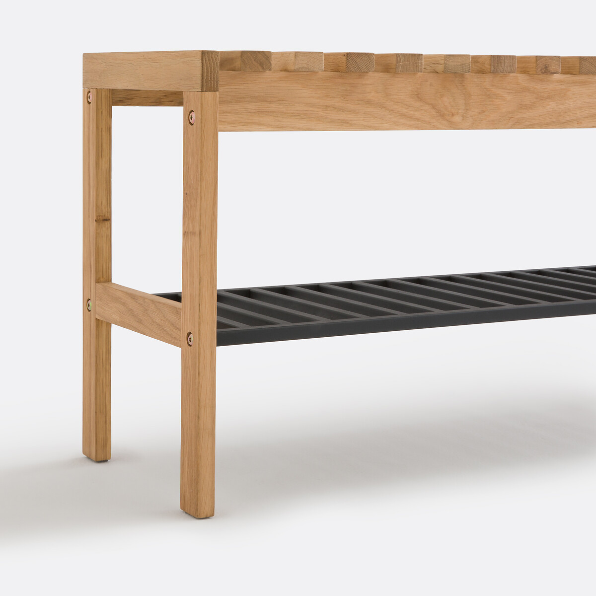 Kia Solid Oak & Metal Bench wood/metal, LA REDOUTE INTERIEURS