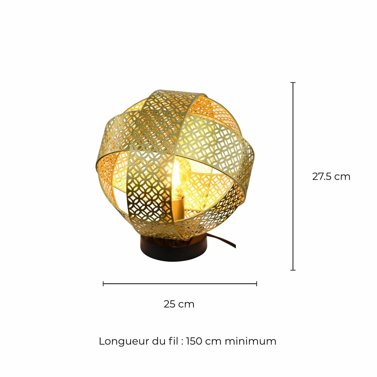 Lampe en métal, ALBEN noir et doré, C-CREATION