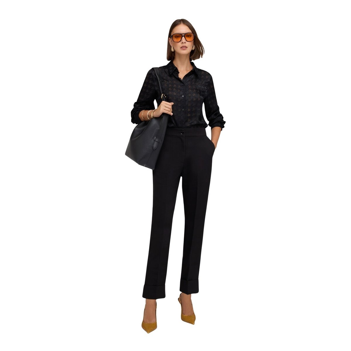 Pantalon à revers noir, MOTIVI
