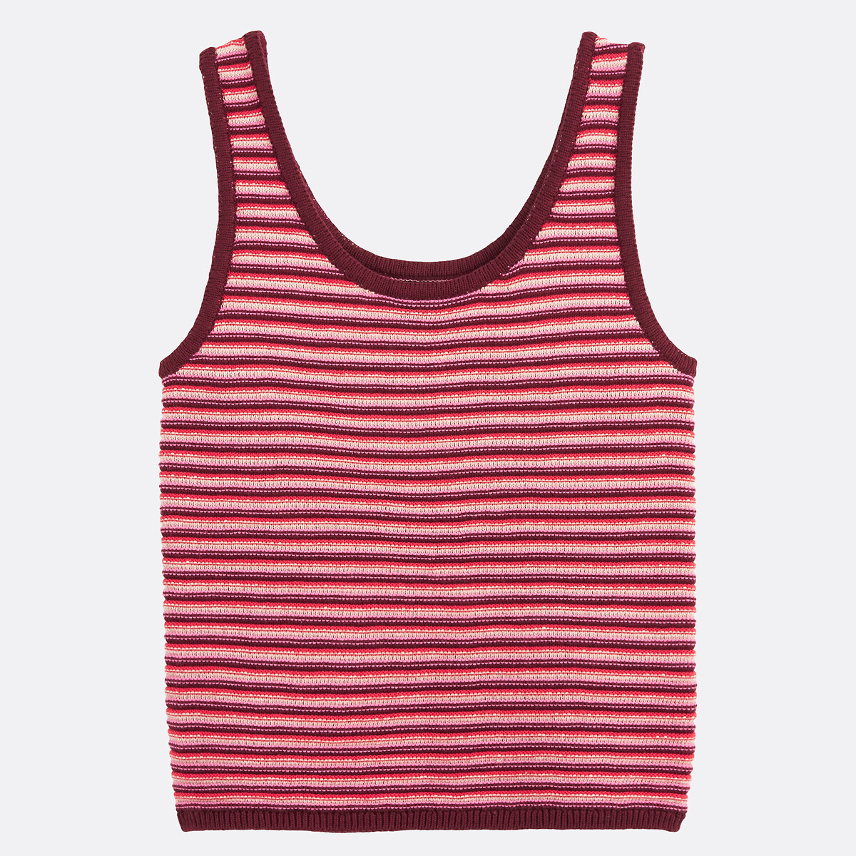 Débardeur rayé col rond en grosse maille rayé rose, LA REDOUTE COLLECTIONS