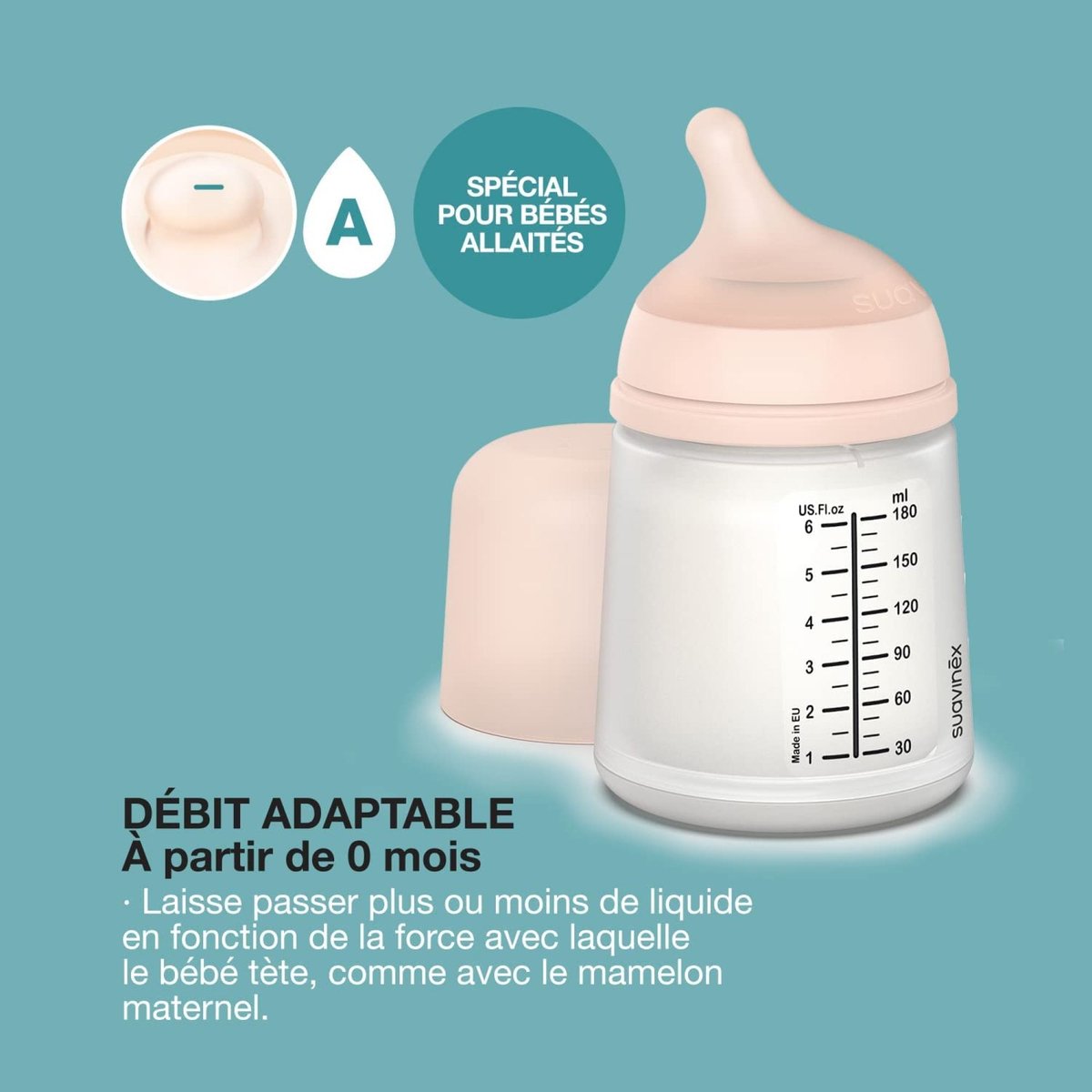Coffret biberon + sucette symétrique SX PRO blanc, rose, SUAVINEX