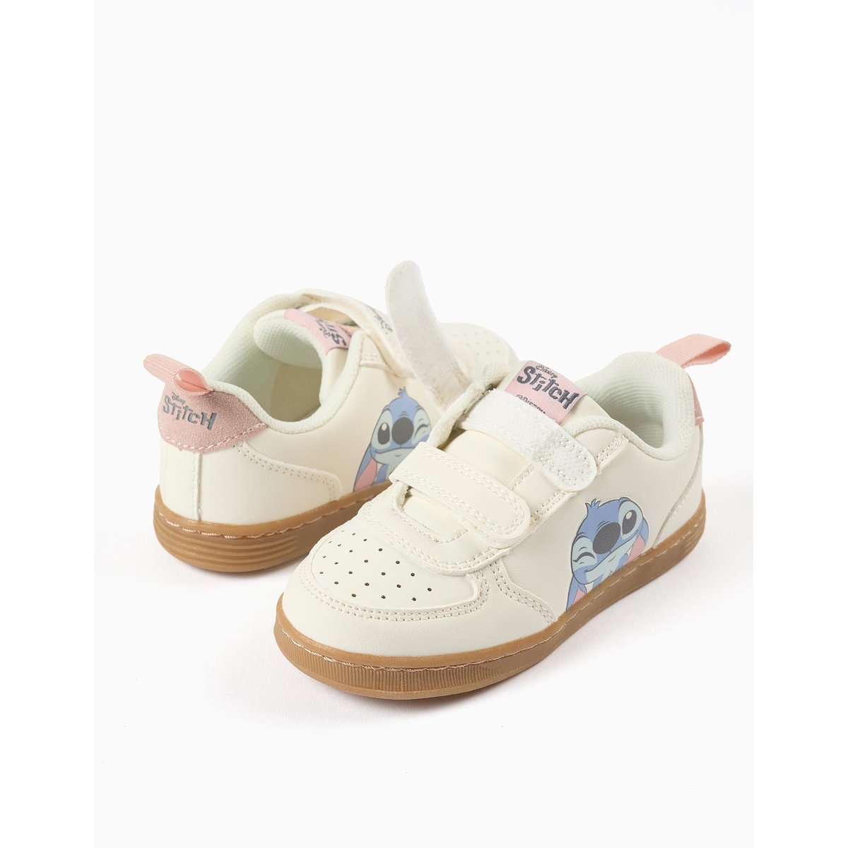 Baskets avec imprimé Stitch et brides à scratch beige clair, ZIPPY